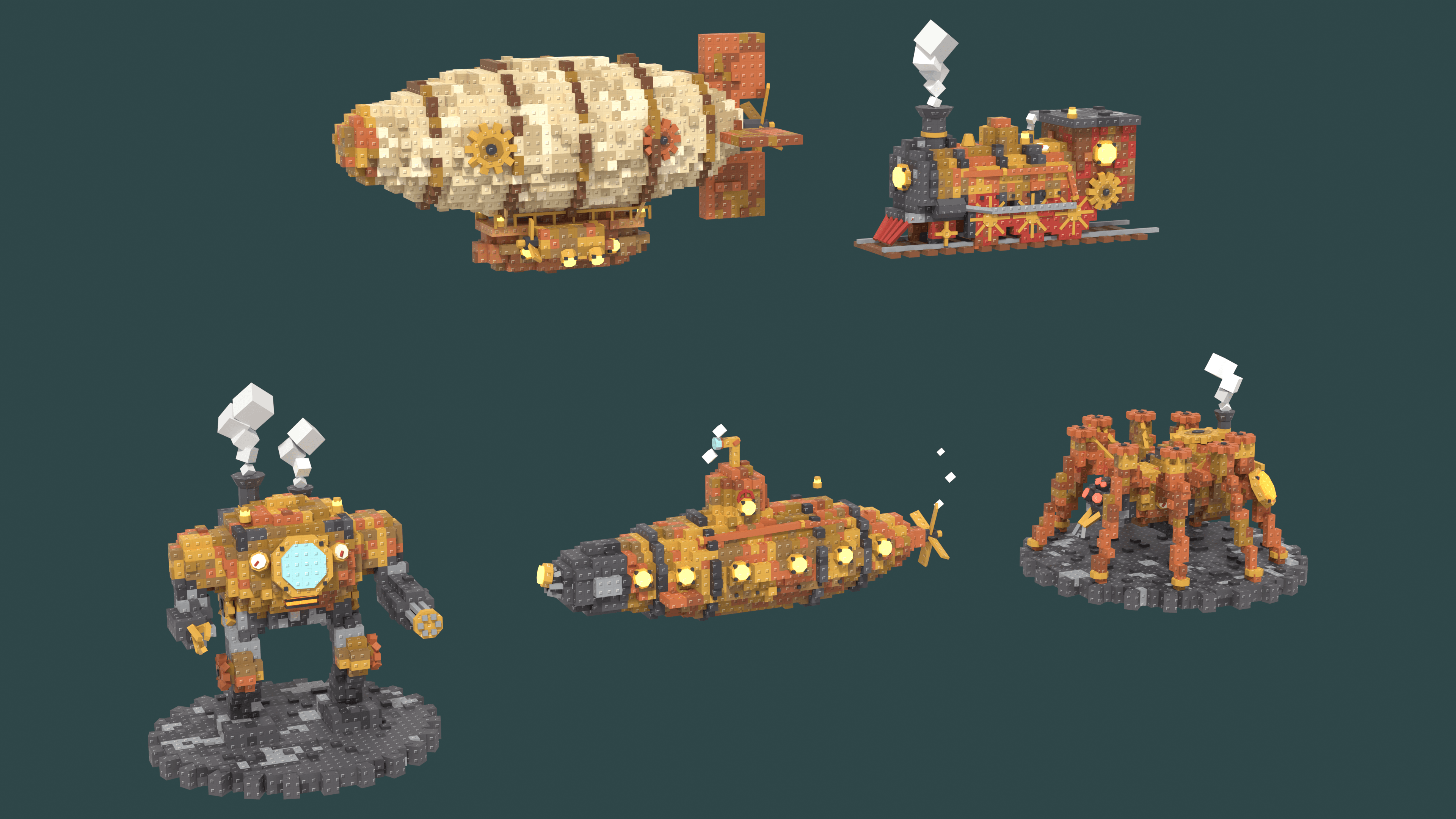 ⚙️ Steampunk Machines 3D Model Pack – Roblox Studio Assets