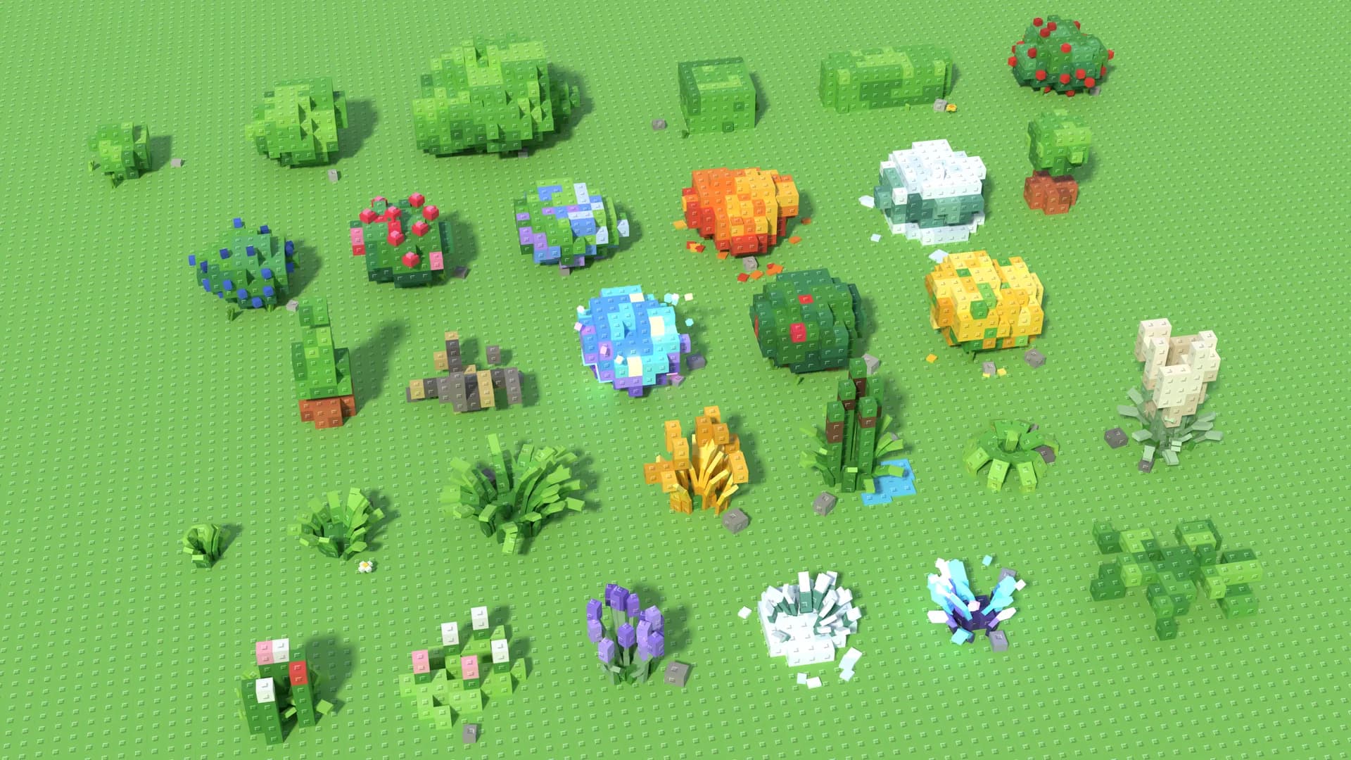 🌿 30 Grass & Bushes Stud Style Pack – Roblox Studio Assets