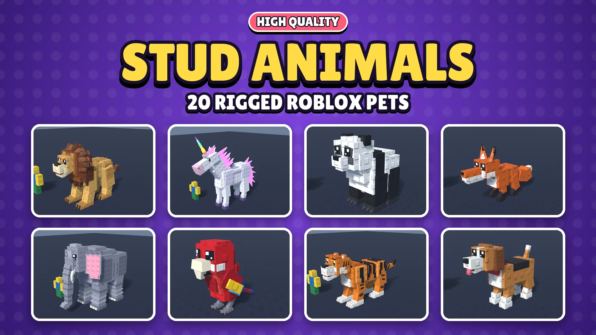 Highest quality model pack of 20 studded animals